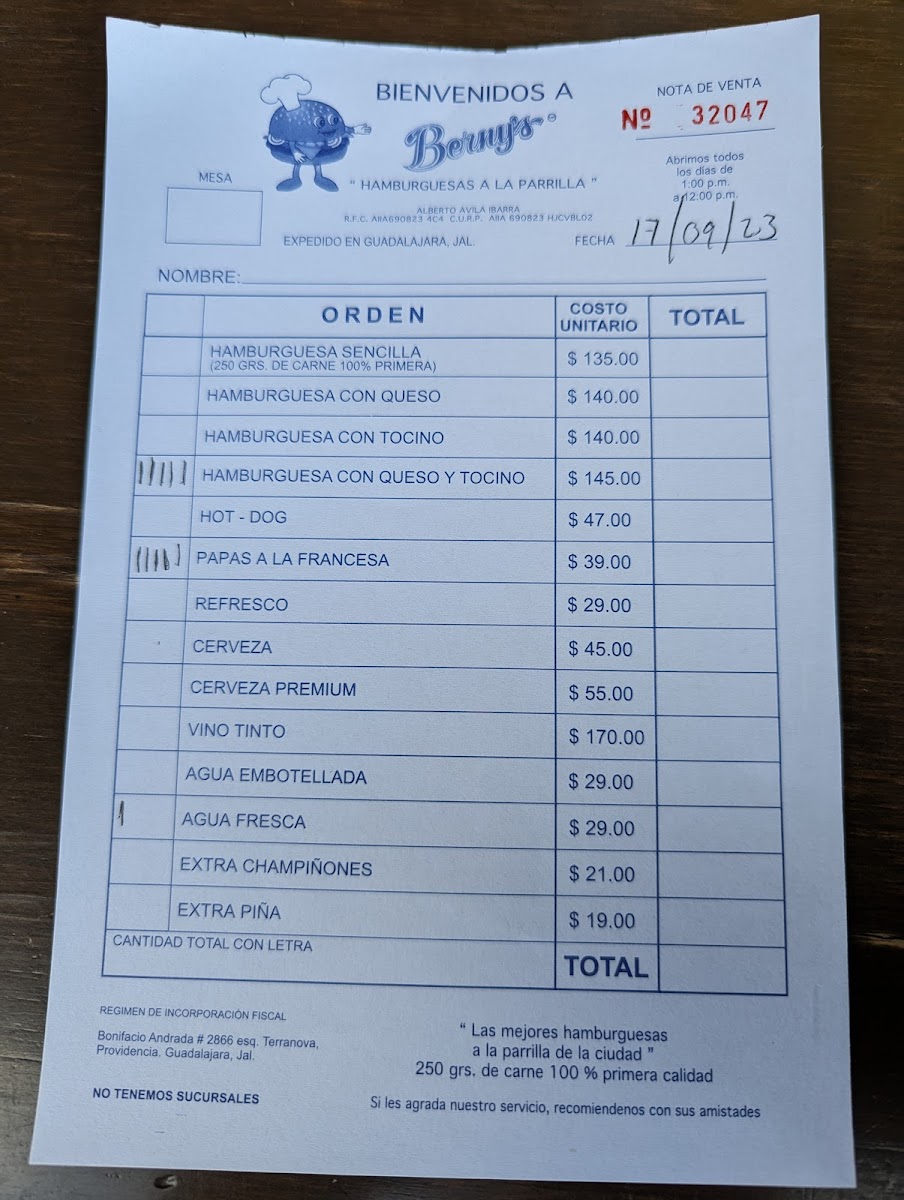 Berny’s Menu - Image 3